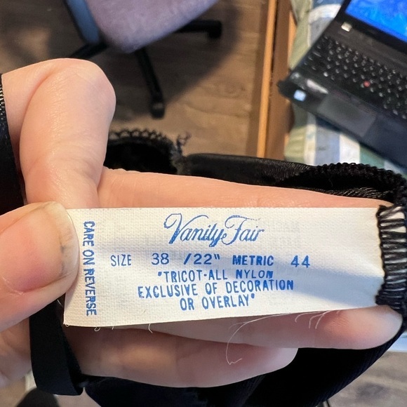 VNTG Vanity Fair Black Satin Slip Dress / Nightgown - Picture 7 of 8